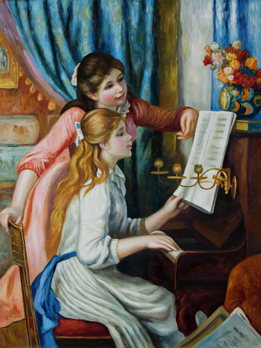 Young Girls at The Piano - Pierre Auguste Renoir Painting
